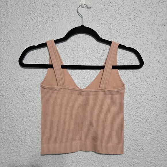 Intimately Free People Womens Ribbed Pink V-Cut Bralette Size XS/S Lounge Gym - Picture 2 of 4
